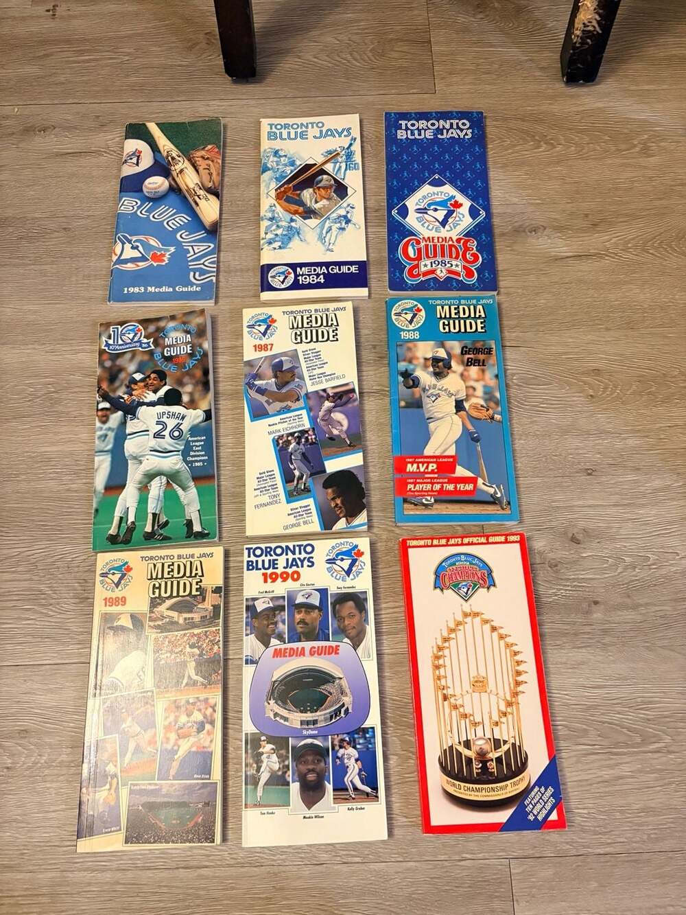 Lot of 9 Toronto Blue Jays Media Guides 1983-1990 & 1993 Vintage MLB Memorabilia